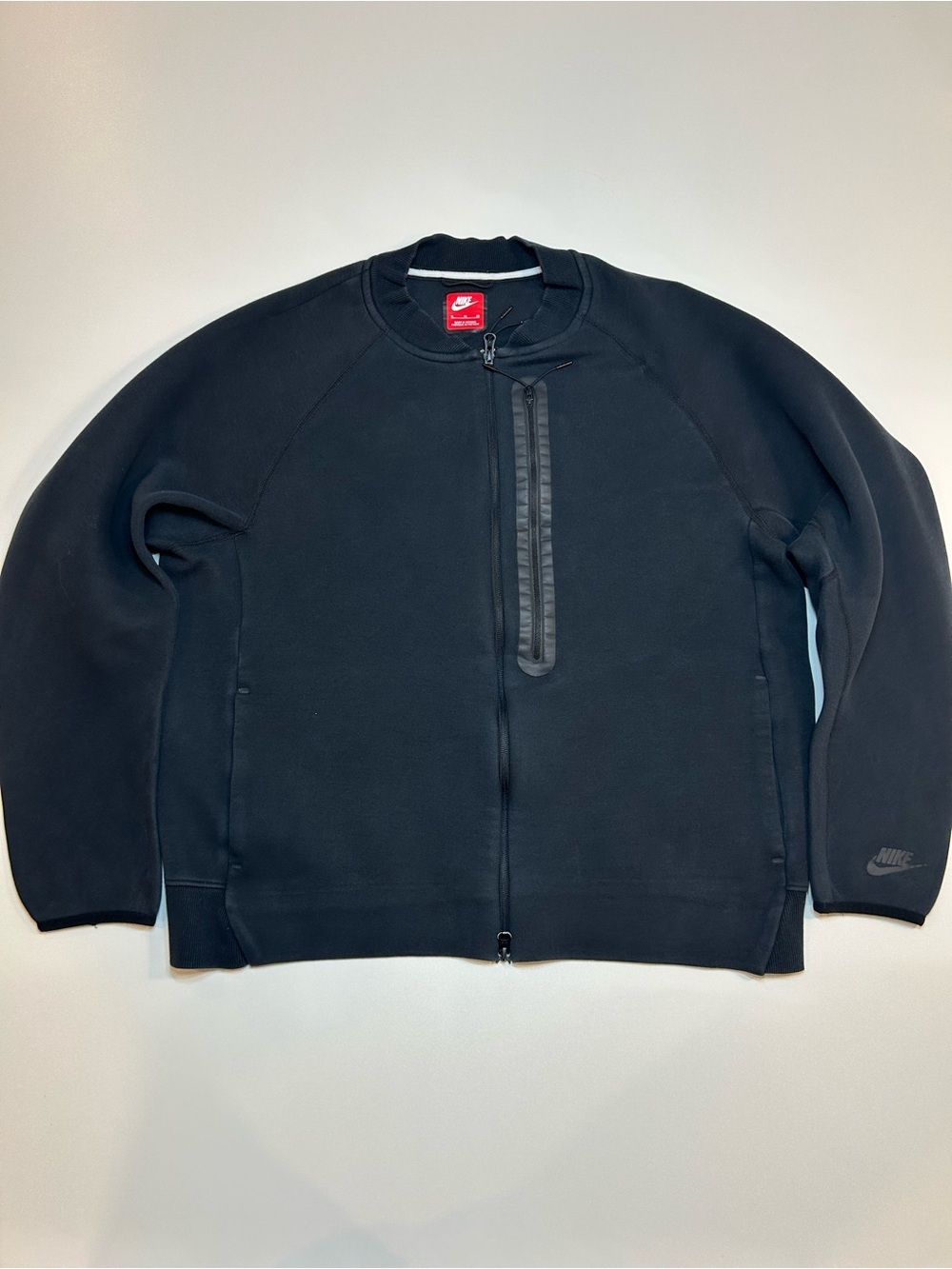 Nike Sportswear Tech Fleece Bomber Jacket Full Zip Black Crew Neck